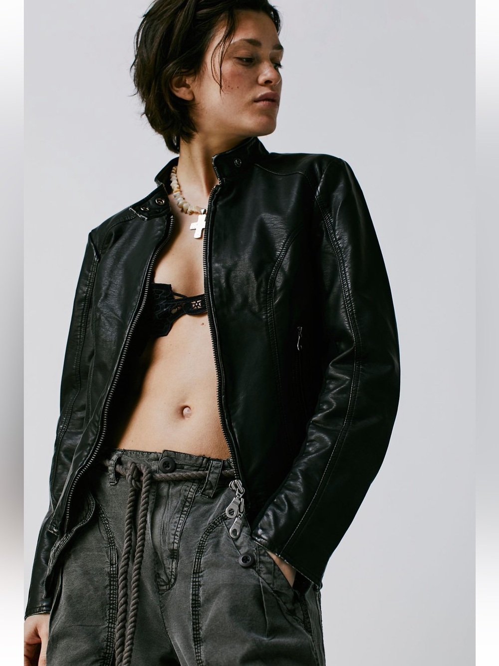 We The Free Max Vegan Moto Jacket with Stretch Panels